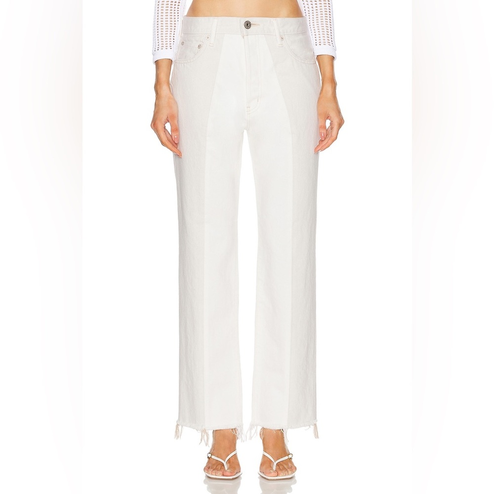 Moussy Vintage Raintrec Straight Jeans Two Tone White Cream Size 25